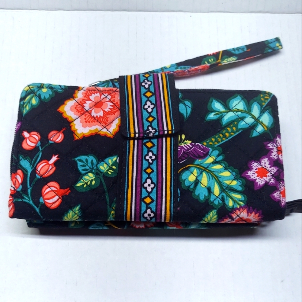 Floral Black Wristlet Clutch